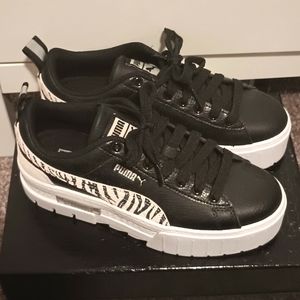 Puma Platform Sneakers for Women - Black and White - Zebra Detailing